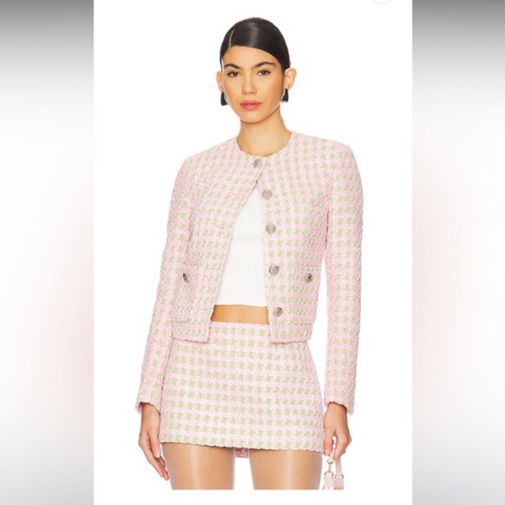 Danielle Guizio Pink Tweed Jacket